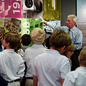 Image of students and tour guide in the Visitor Education Center.